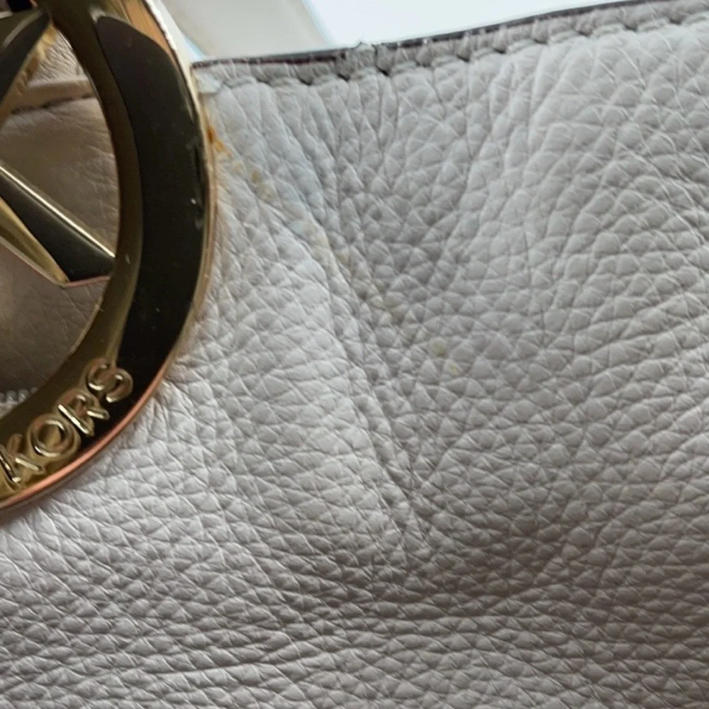Michael Kors Fulton East West Bone Leather Shoulder Bag with Double Handles